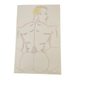 Vintage Randy Coleman Dated Gay Male Interest Original Drawing Illustration Art 11" x 17"