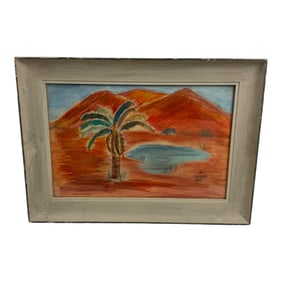 Attr. M.Saryan Oil Painting Desert Landscape with Palm Tree