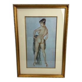 Alberto Vargas Style Nude Pin-Up Lithograph Print Framed