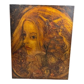 Sarada Oil Painting Portrait of Woman with Birds and Butterflies