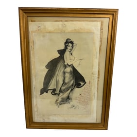 Alberto Vargas Playboy Pin-Up Drawing with Hugh Hefner Notes
