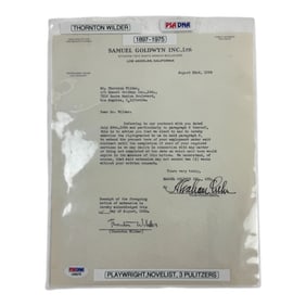 Thornton Wilder PSA/DNA Certified Signature on Contract Agreement