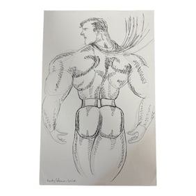Vintage Randy Coleman Dated Gay Male Interest Original Drawing Illustration Art 11" x 17"