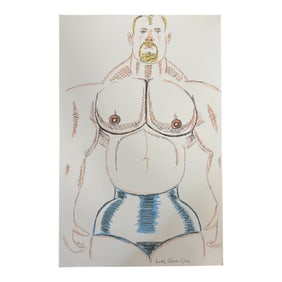 Vintage Randy Coleman Dated Gay Male Interest Original Drawing Illustration Art 11" x 17"