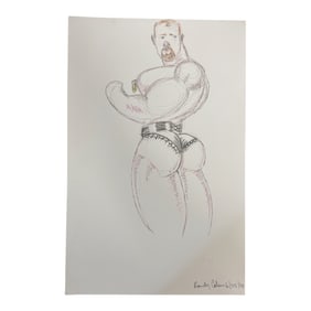 Vintage Randy Coleman Dated Gay Male Interest Original Drawing Illustration Art 11" x 17"