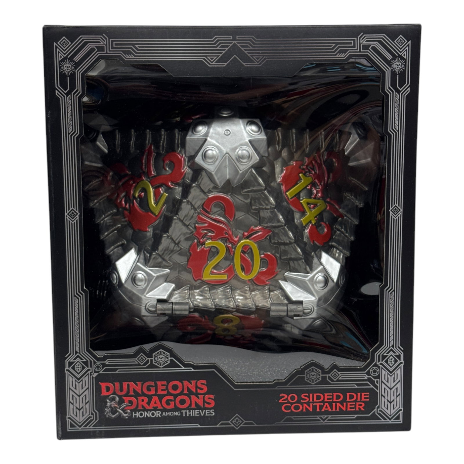 Dungeons & Dragons Toys 20-Sided Die Container: Dungeons & Dragons Honor Among Thieves collectible 20-sided die container. Detailed display item.