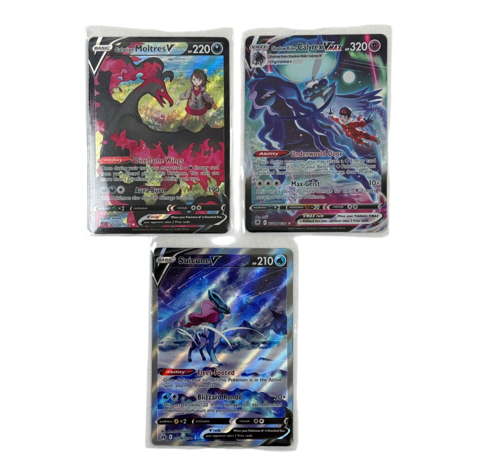 Pokemon TCG Moltres V Calyrex VMAX Suicune V Lot (1 of 5)