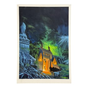 Gouache Painting of Temple Scene