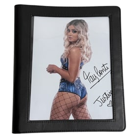Signed 8x10 photo of AEW wrestler Tay Conti with AEW Trading Cards