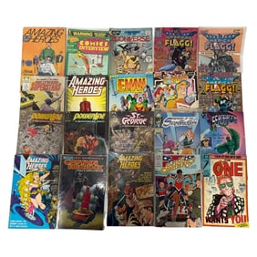 Comic Lot Featuring Amazing Heroes, E-Man & American Flagg