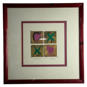 Framed Mixed Media Artwork 'Love & Kisses'