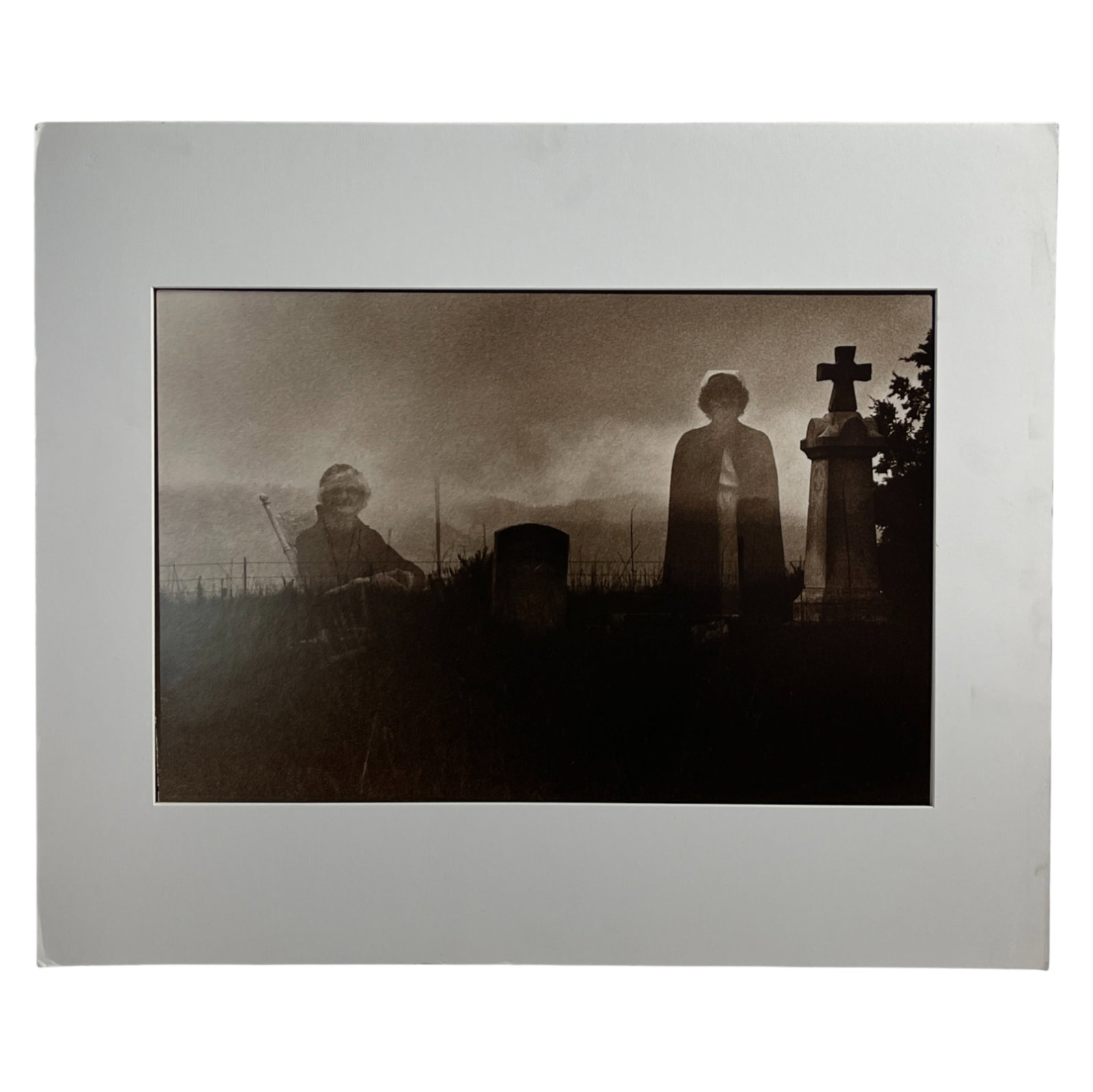 Framed Black & White Photograph Cemetery with Cross (1 of 4)