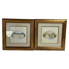 Pair of Framed Decorative Porcelain Vessel Prints