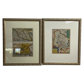 Pair of Antique Framed Maps with Decorative Borders