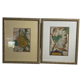 Pair of Antique Framed Maps with Decorative Borders