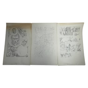 Set of Three Original Comic Book Style Pencil Sketches