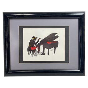 Framed Jazz Pianist Artwork Signed