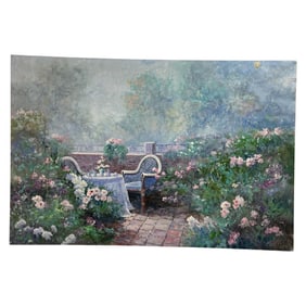 Romantic Garden Scene Oil Painting