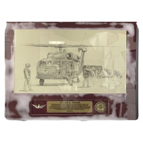 Framed Military Helicopter Print with Plaque Dedication