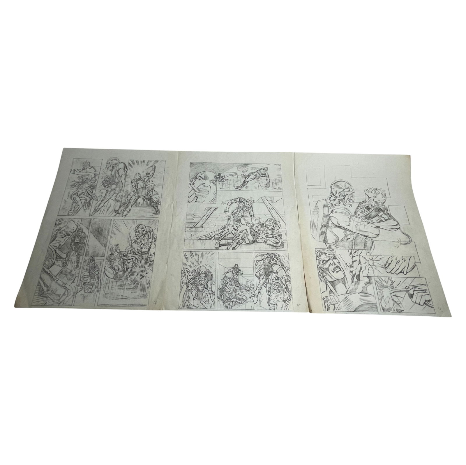 Set of Three Original Comic Book Style Pencil Sketch Pages (1 of 6)