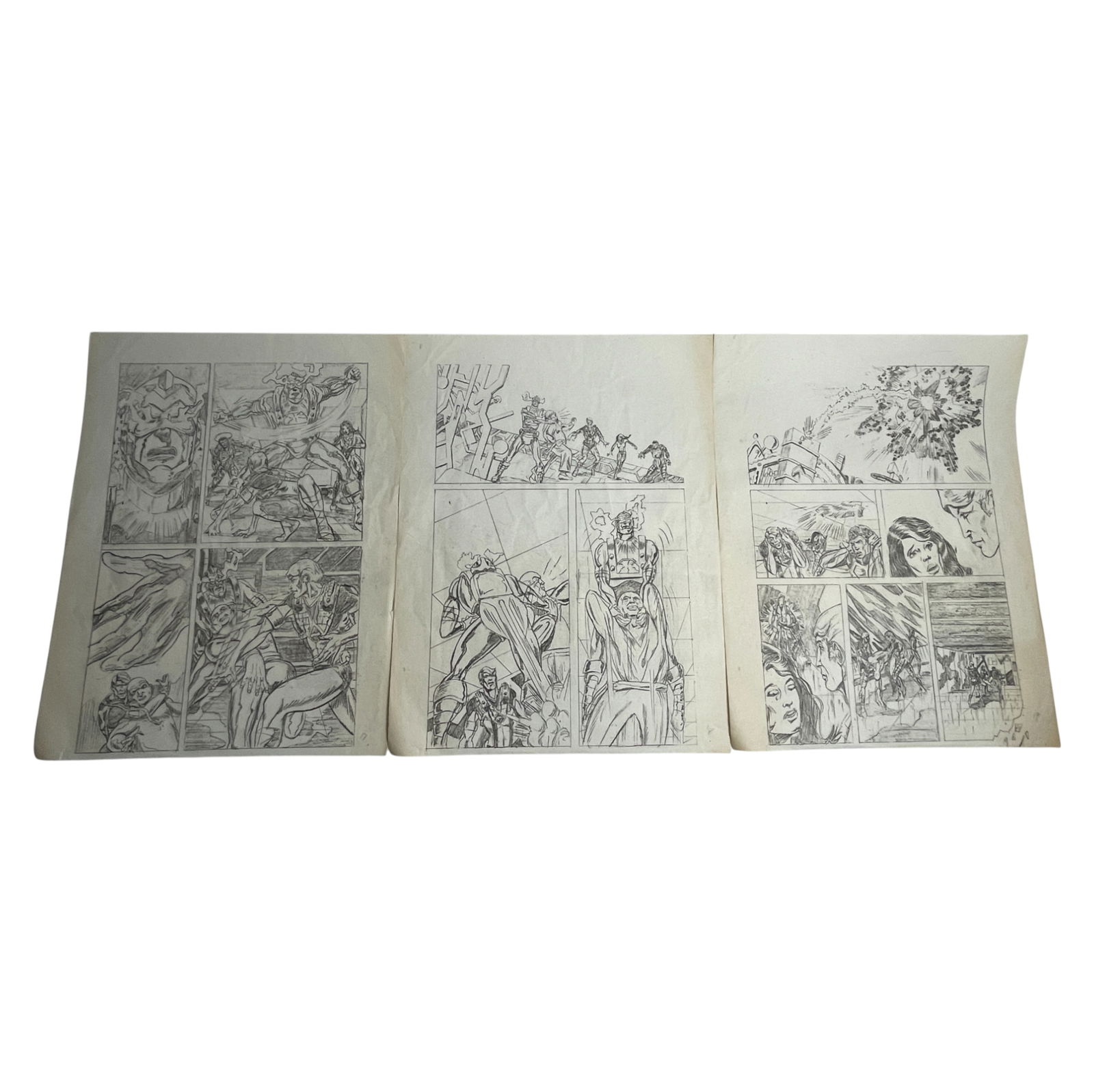 Set of Three Additional Comic Book Style Pencil Sketch Pages (1 of 6)