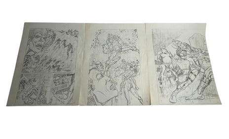 Comic Book Storyboard  Pencil Sketch Pages with Characters