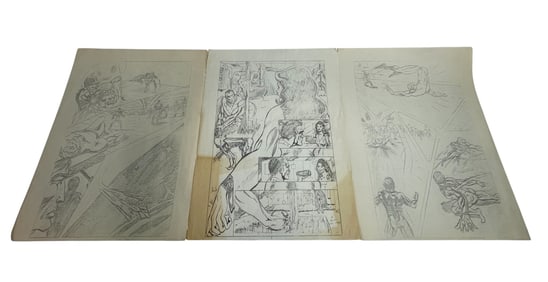 Comic Book Storyboard  Pencil Sketch Pages with Characters