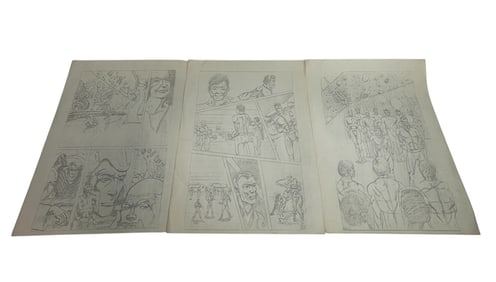 Comic Book Storyboard  Pencil Sketch Pages with Characters