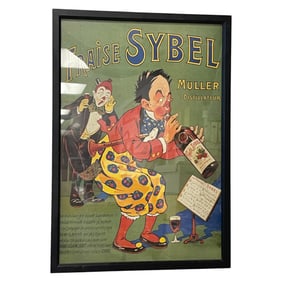 Vintage French Liquor Poster Fraise Sybel