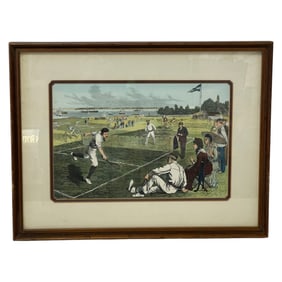 Framed Vintage Tennis Match Print