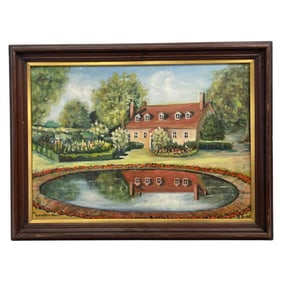 R. Bass Signed Gunston Hall Oil Painting