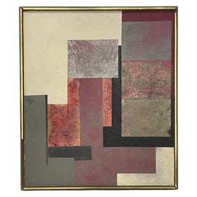Abstract Geometric Mixed Media Painting Hans Hofmann oil on Board Veluti in Speculum