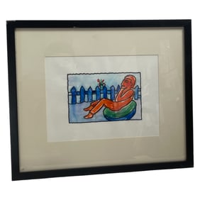 Framed Modern Illustration of Reclining Figure