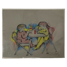 Marcel Lenoir Signed Drawing 'Daniel & David' 1967