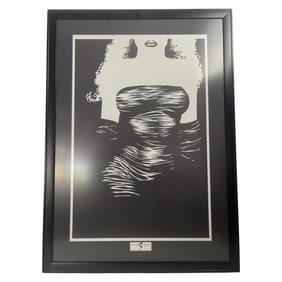 Framed Black and White Female Silhouette Print