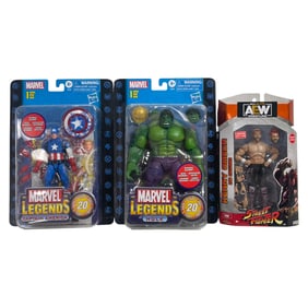 Marvel Legends Figures Captain America, Hulk, and AEW Kenny Omega