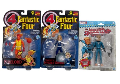 Fantastic Four Firelord, Invisible Woman, and Spider-Man Figure Lot