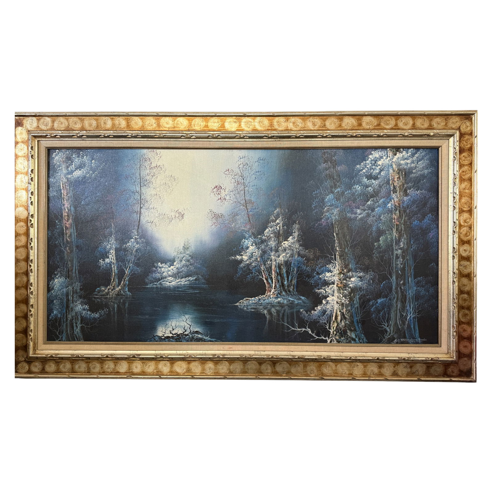 Large Framed Forest Landscape Oil Painting (1 of 7)