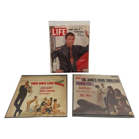 Lot of James Bond Records and Life Magazine