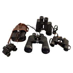 Lot of Vintage Binoculars with Leather Case