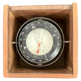 Vintage Maritime Compass in Wooden Box