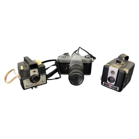 Lot of 3 Vintage Box and SLR Cameras