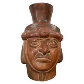 Pre-Columbian Style Ceramic Head Vessel