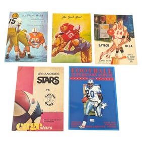 Lot of 5 Vintage Sports Programs and Magazines