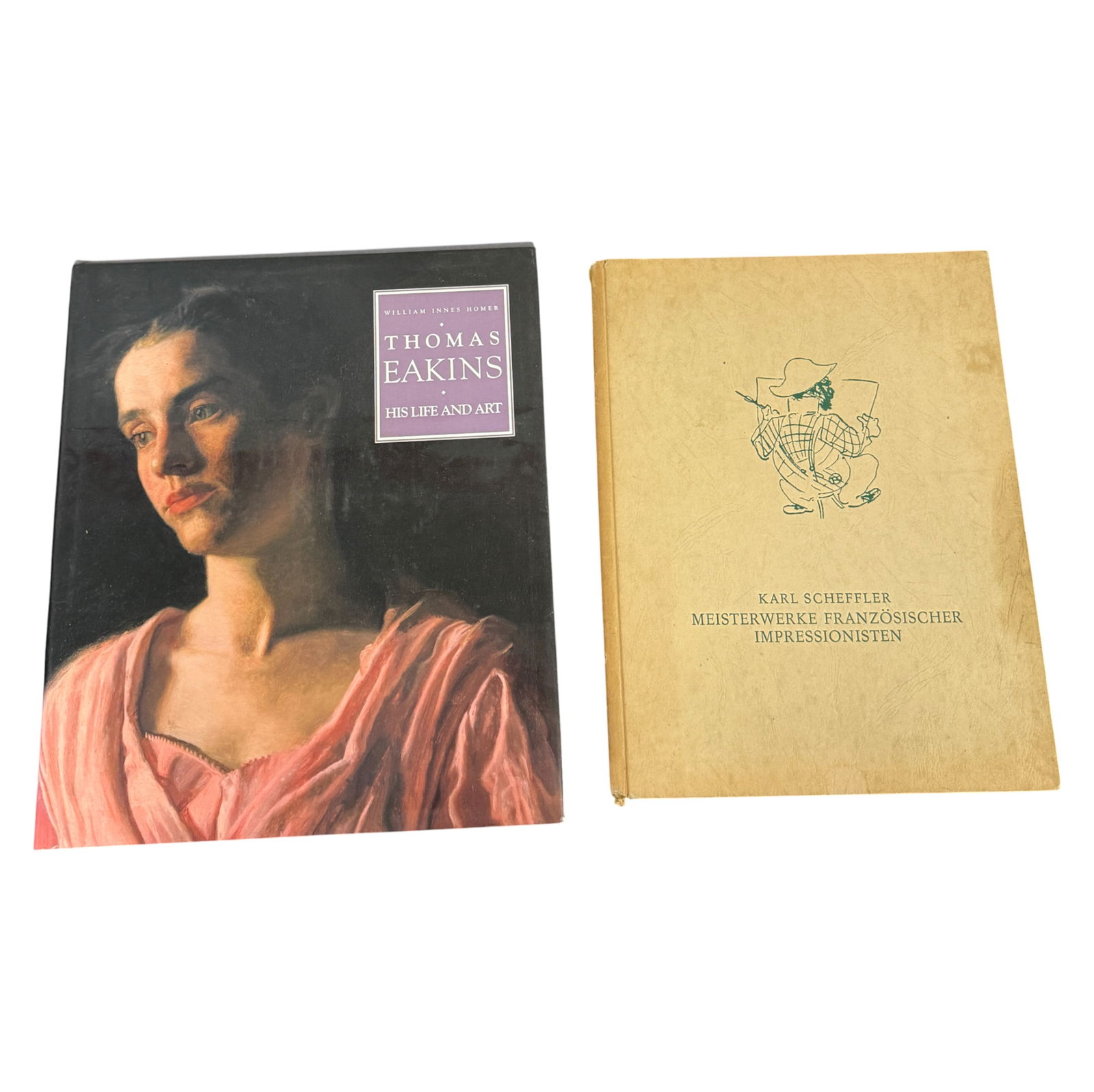 Lot of 2 Vintage Art Books Thomas Eakins and Impressionism: Lot of two vintage art books: 'Thomas Eakins His Life and Art' and Karl Scheffler Impressionism. Private collector item, vintage estate collectible.