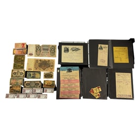 Lot of Vintage Mixed Banknotes and Ephemera