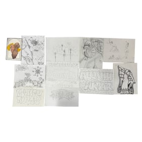 Lot of 10 Original Pencil Prison Drawings
