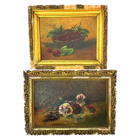 Lot of 2 Antique Framed Still Life Paintings