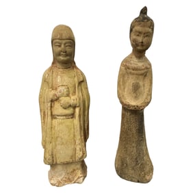 Pair of Antique Asian Pottery Figures