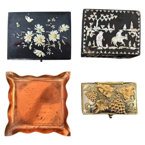 Lot of 4 Vintage Decorative Trinket Boxes